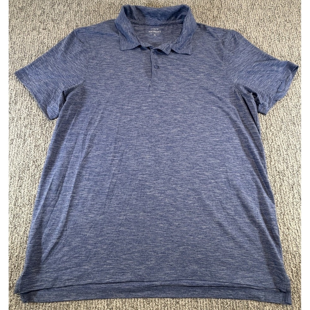 J.Crew Polo Shirt Mens XL Heather Blue Performance Golf Stretch Tech Lightweight